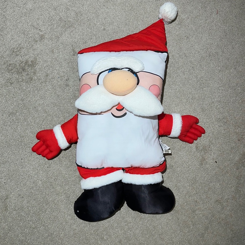 Vintage Snuggle Buddies Santa Claus Plush Pillow Toy Christmas Holiday Decor